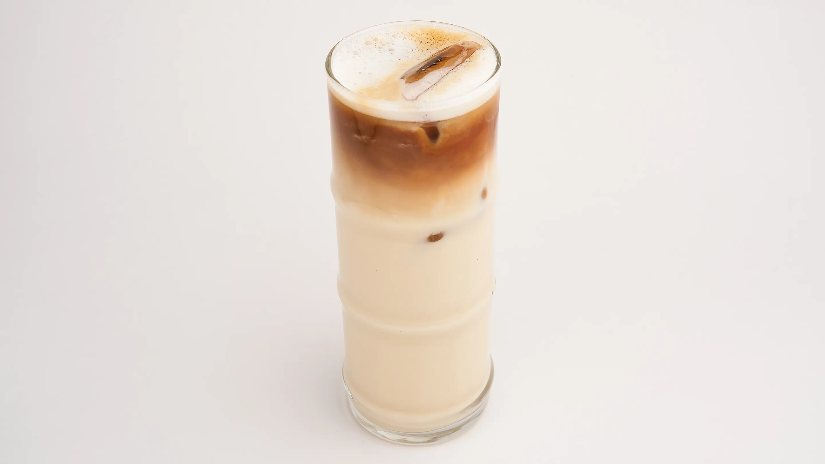 Iced latte in a tall glass